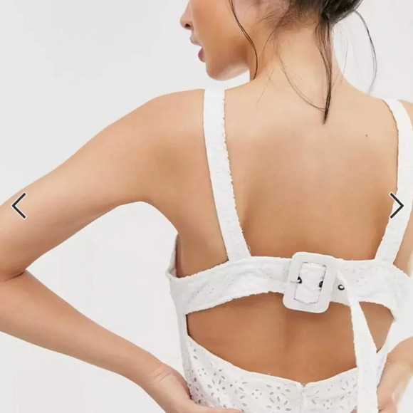 ASOS Design Broderie  Buckle Back Midi Sun Dress White Size 4 - Picture 4 of 10